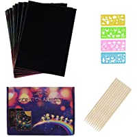 Scratch Art-JBSON 30 Hojas Dibujo Scratch Láminas para Rascar Creativas Papel para Dibujar con Niños- Manualidades…